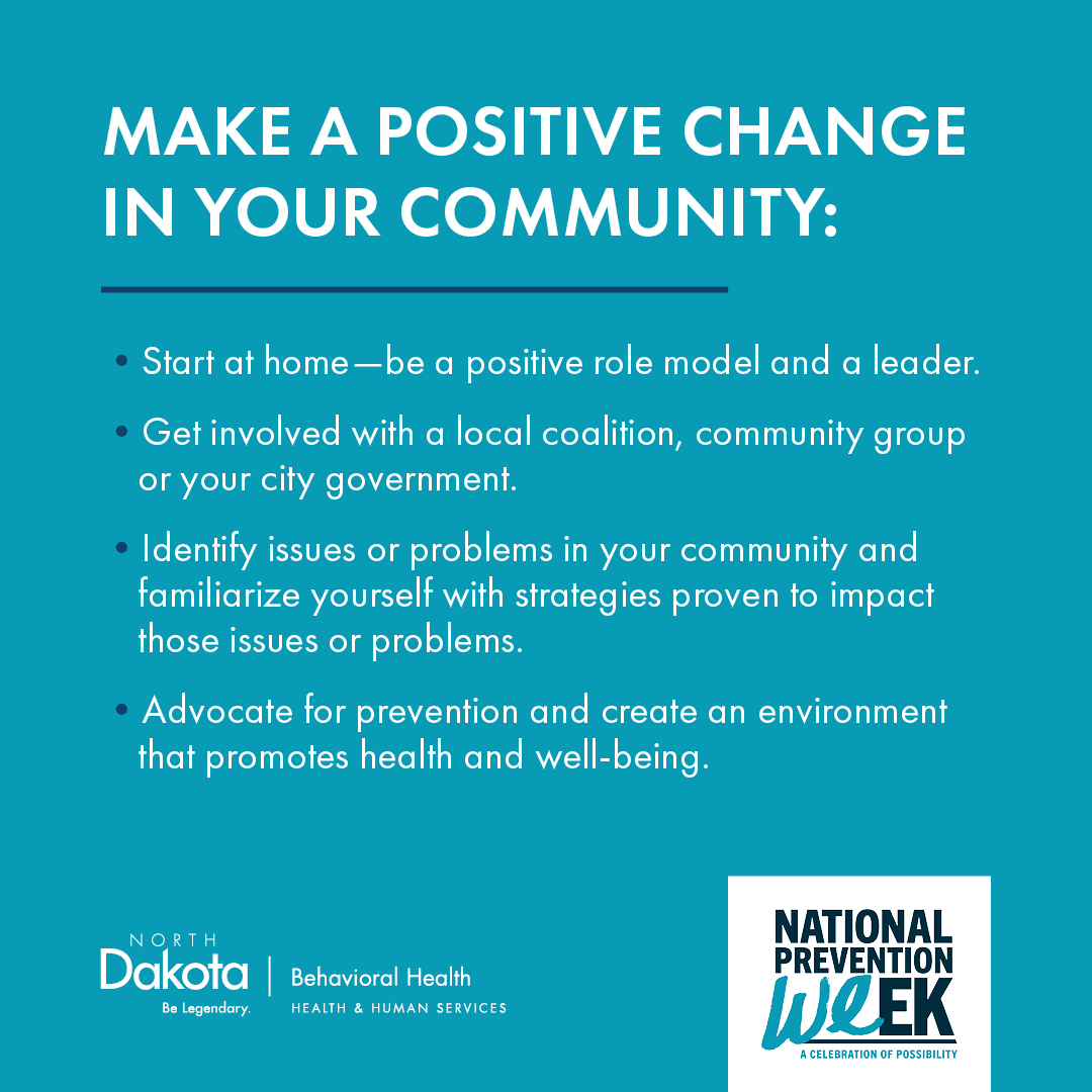 National Prevention Week Social Media Health and Human Services North Dakota